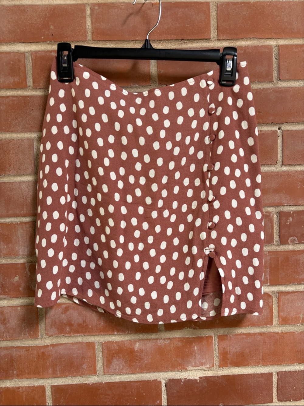 Abercrombie & Fitch Rust Mini Skirt with White Polka Dots
